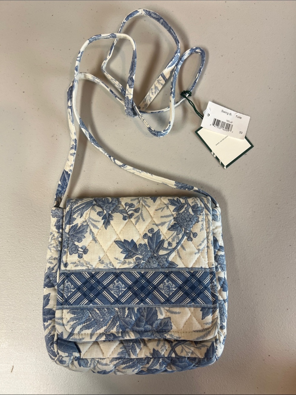 Vera Bradley Vintage Blue Toile Swing Crossbody Bag NWT